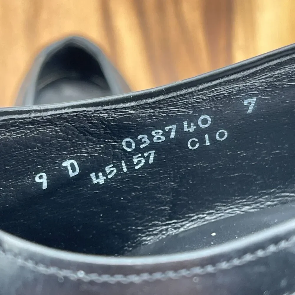 French Shriner Sterling Loafers Mens 9 D Black Leather Slip On Wingtip Tassel